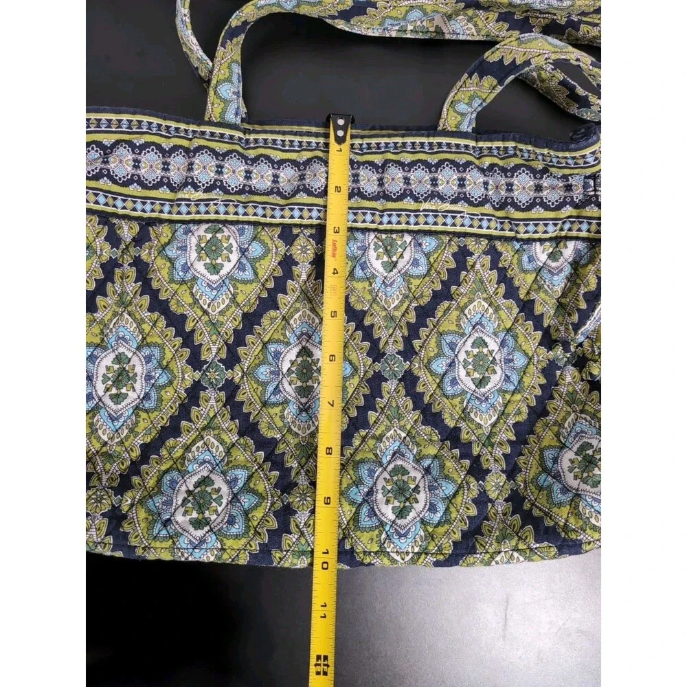 VERA BRADLEY GREEN & BLUE  EXPANDABLE SIDE TIE PURSE BAG TOTE